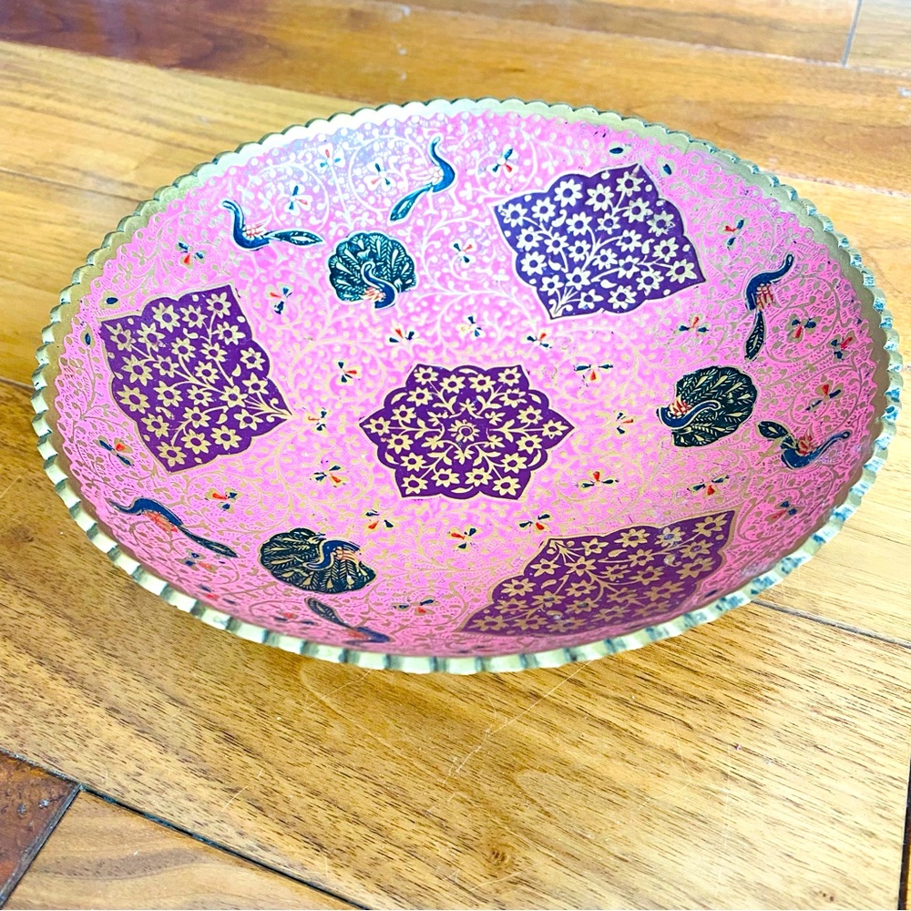 Vintage Cloisonne Brass Candy Dish Vase